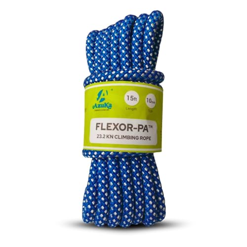 Azuka Flexor-PA 23.2kN Static Climbing Rope – Nylon Blue-White, 10mm x 5M