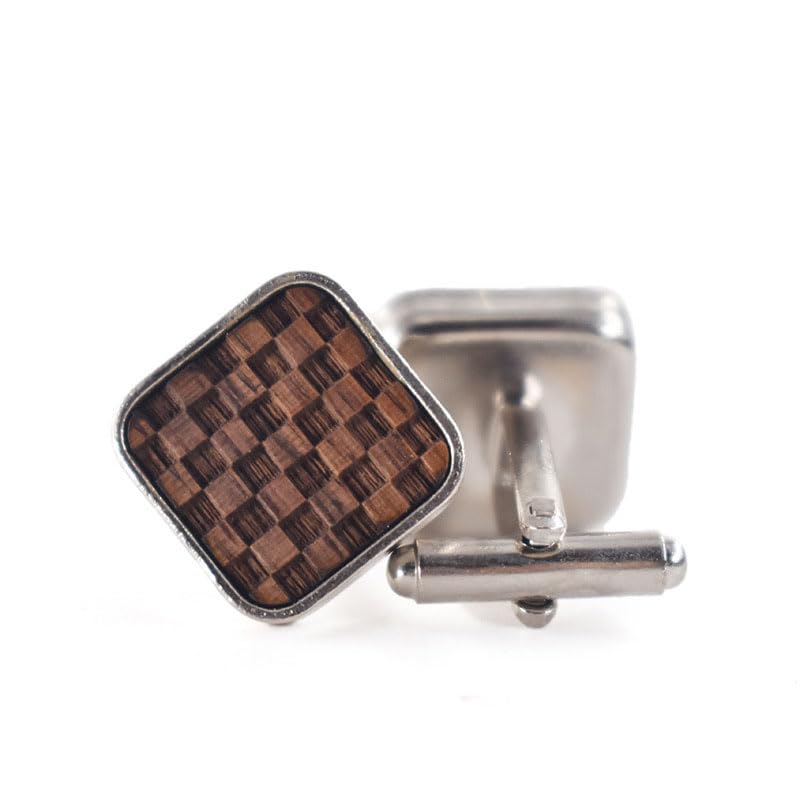 Mancuernillas cuadradas redondeadas de madera nogal negro 16x16mm miniatura 3