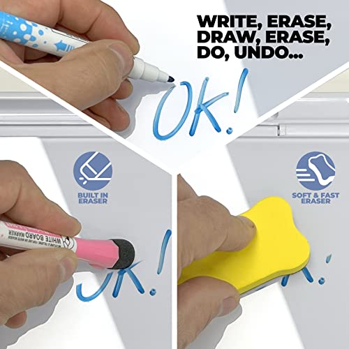 Desktop-Whiteboard-Glass-Dry-Erase-White-Board-Desk-Computer-Buddy--Home-Office-Studying-Essentials-Desktop-Pad-with-Phone-Tablet-Slot-Storage-Compartment-Includes-4-Markers-1-Eraser