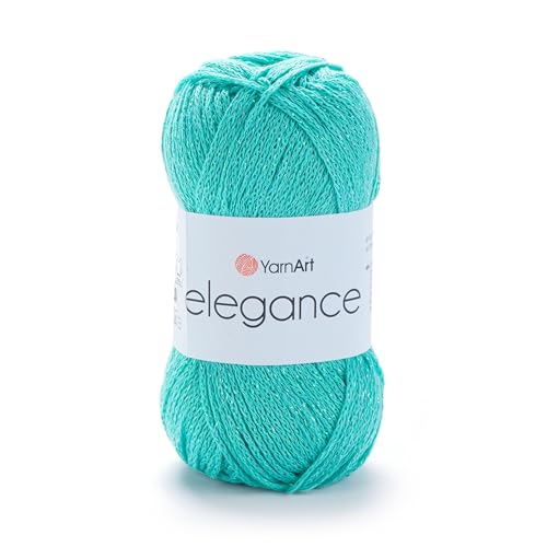 Image of YarnArt Elegance Sparkly Yarn - Metallic Cotton Blend, Fine Sport for Knitting & Crochet, Lightweight Thread for Shawls & Sweaters, 50g (130m), Green - (1, 115)