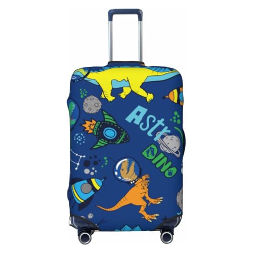 Dinosaur In Space Print Luggage Cover For Suitcase,Washable Elastic Travel Suitcase Protector With Zipper Closure And Bottom Buckle – Fits 18-32