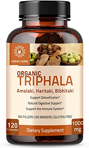 Triphala Powder Capsules 120 Capsules 1000mg Amlaki, Haritaki &Bibhitaki Vitamin C Antioxidants | Ayurvedic Herbal to Support Immune System Colon Cleanser & Detoxifier for Digestion & Regularity