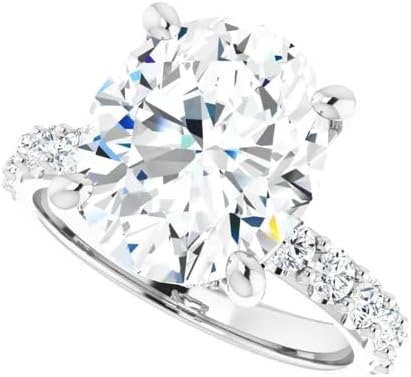 5 CT Moissanite Ring Oval Moissanite Engagement Ring & Wedding Bridal Ring In 10k 14k 18k Gold & 925 Sterling Silver Proposal/Anniversary/Promise Ring set for Women