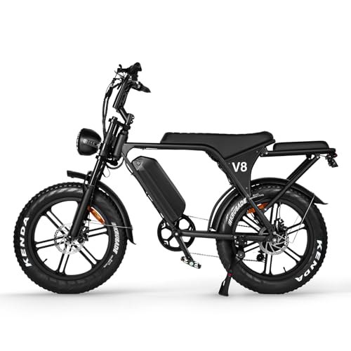 Hipatoo V8 Electric Bike for Adults, Fat Tire E Bike with 750W Brushless Motor 48V 15Ah Removable Larger Battery, 20' x 4.0 Electric Mountain Bike