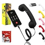 Retro Phone Handset for iPhone, 2026 Upgrade Retro Phone Handset, Vintage Old School Telephone Handset for Mobile Phones, 90s Style Prop for Photos (Black, Lightning)