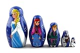 Matryoshka Matrioska Babuska Russian Nesting Wooden Doll Frozen Elsa Anna Elza Olaf Matryoshika Babushka 5 Pcs Stacking Hand Painting Nested Matriosjka Matrioska Matreshka Matrjoska Matroeska