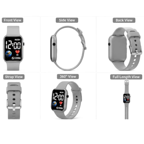 Image of XENTON Kids Digital Watch for Boys & Girls | LED Display Wrist Watch | One Touch Time & Date Display | Adjustable Strap | Lightweight Casual Watch for Kids Boys (Gray)