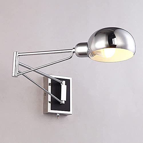 Aplique de pared industrial ajustable con brazo de luz en cromo 5