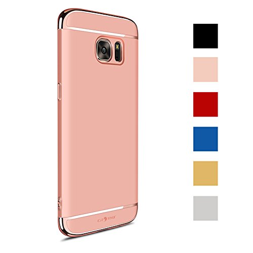 CROSYMX Galaxy S7 Edge Case Back Cover, Ultra Slim & Rugged Fit Shock Drop Proof Impact Resist Hard Protect Case for Samsung Galaxy S7 Edge (5.5'')(2016) - Rose Gold