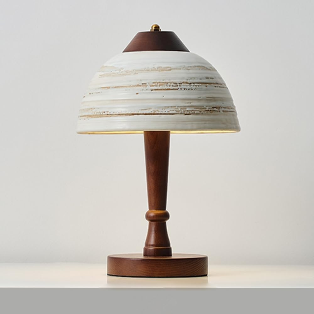 Lampki nocne, Lampa nocna E27 Dome, lampa w kształcie grzybka z drewna nordyckiego do salonu, sypialni, wystroju domu, oświetlenia biurkowego