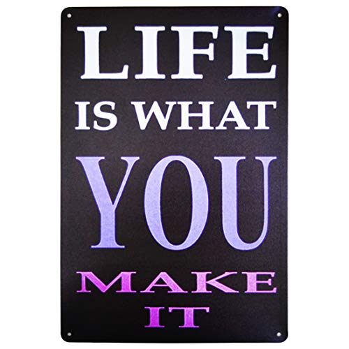 Image of Zesta Bathroom Decor Items Washroom Decor Tin Sign | Aesthetic Posters Wall Poster for Bedroom | Magnetic Cafe Decoration Items / Restaurant Decorations Items | Quirky Home Decor Bar Accent - life is what you make it