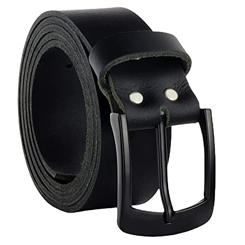 Ceinture en cuir de vachette véritable faite main noir 4 cm