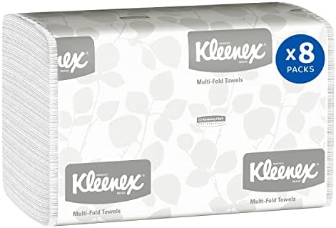 Kleenex Multifold Paper Towels (02046), White, 8 Packs/Convenience Case, 150 Tri Fold Paper Towels/Pack, Pack of 8, Total 1,200 Towels/Case