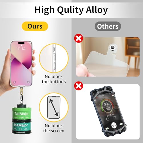 360°Rotatable Phone Tether Tab,3 Pieces Universal Phone Lanyard Patch Without Adhesive,Phone Lanyard Replacement Part for Cell Phone Strap(Grey+Transparent)