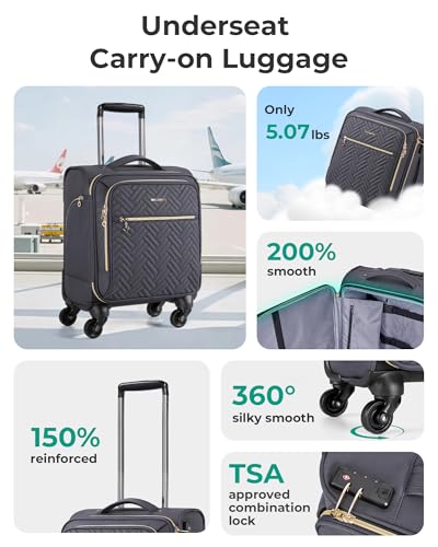 Image of BAGSMART 16 inch Underseat Carry On Luggage Softside Carry On Suitcase,Grey