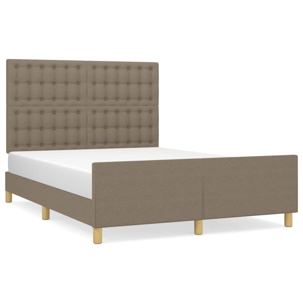 Betten Taupe 140 x 190 cm, letto con testiera regolabile in altezza e legno di larice, massiccia, per camera da letto, camera dei ragazzi, camera degli ospiti