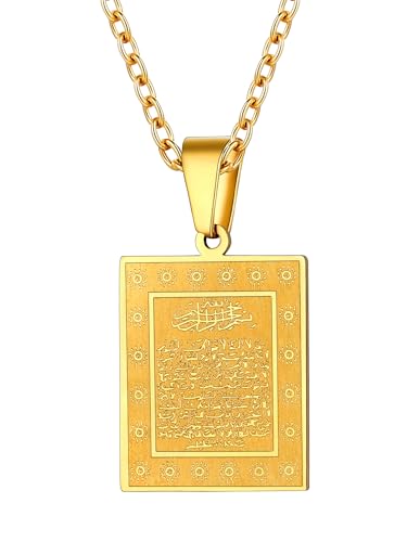 PROSTEEL Collier Femme Plaqué Or Chaîne Pendentif Motif Flocon de Neige Allah et Versets du Coran Bijou Islamique