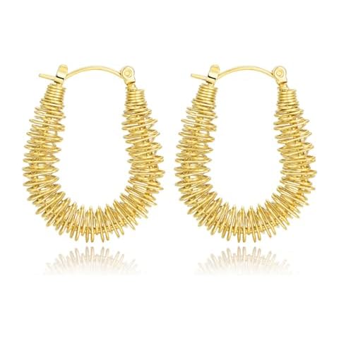 Zillaly Gold Hoop Earrings for Women, Non-Tarnish 14K Gold Plated, Waterproof Earrings, Hypoallergenic, Elegant Gold Hoop Earings for Formal and Casual Wear Cover