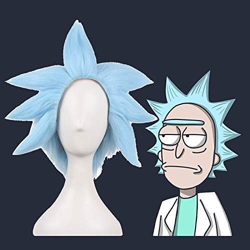 BONHEUR Breve Rick y Morty Rick Sánchez Cosplay Pelucas de Pelo Azul...