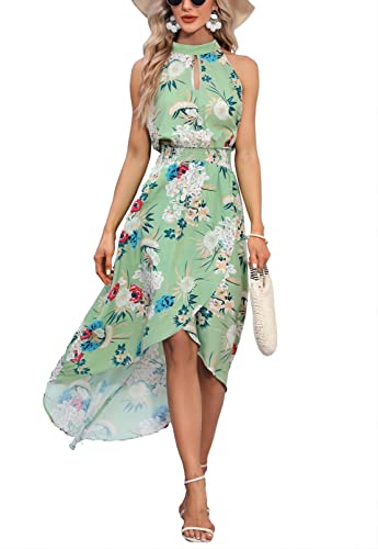 Xinlong Vestiti Donna Lunghi Estivi Manica Maniche Boho Stampa Floreale Abito Vestito da Spiaggia Casual Cerimonia Abito da Cerimonia Elegante