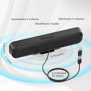 ADELGO Altoparlanti PC, Casse PC Usb per Desktop, Laptop, Altoparlante Speakers Soundbar Portatile con Design a Clip per Monitor, Plug and Play