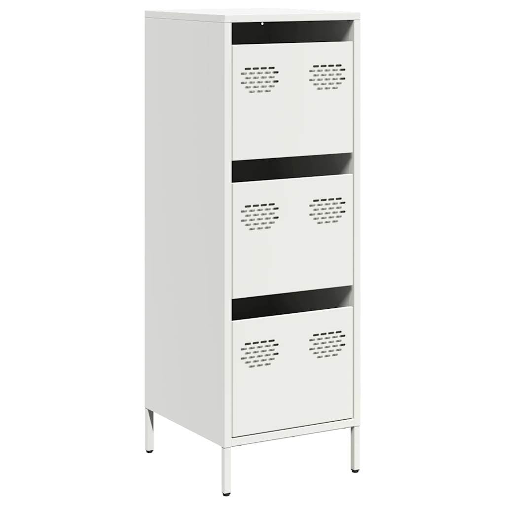Credenza Bianca 39x35x103,5 cm Acciaio con 3 Cassetti