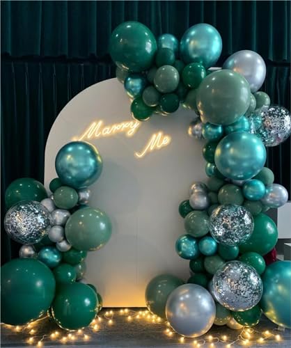 Image of Metallic Green Balloons 12inch, 50 Pcs Chrome Green Balloons | 3.2g Latex Balloons for Birthday Wedding Birthday Baby Shower Christmas Party Decoration