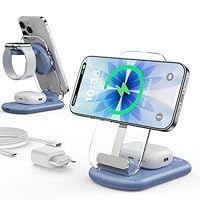 Mag Safe Ladegerät, Ladestation und iPhone, 3 in 1 Mag Safe Ladestation Kompatibel mit iPhone 17 16 15 14 13 12 Pro Max/Air/Plus/Pro, für Apple Watch 10/9,Airpods 3/2/Pro,faltbar