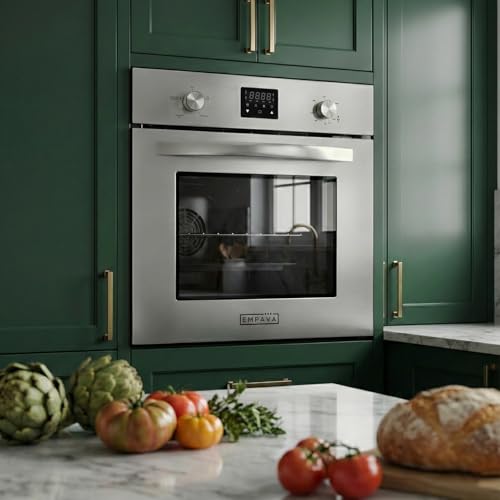 Image of Empava 24 Inch Natural Gas Single Wall Oven with 5 Cooking Modes, Convection Fan and Rotisserie, Knob Control and Digital Display, Stainless Steel