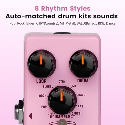 Image of SORAN JLP-01 Rhythm Loop Looper Pedal for Electric Guitar, 360s Stereo Loop Station with 9 Drum Machine Styles & Smart Tempo Sync, Digital loop Pedal with USB-C Export for Electric Guitar