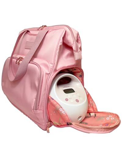Image of Sarah Wells Norah Breast Pump Backpack for Work & Travel – Insulated Milk Storage, Laptop Sleeve, Stylish Diaper Bag Alternative with Wide-Open Frame – Hands-Free Pumping Bag (Light Pink)