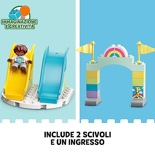 DUPLO Town Parco dei Divertimenti, Modellino da Costruire con Attrazioni, Scivoli, Giostre e Treno Giocattolo, Set con 7 Minifigure e Accessori, Giochi per Bambini e Bambine da 2 Anni 10956 - Lego - Immagine 6