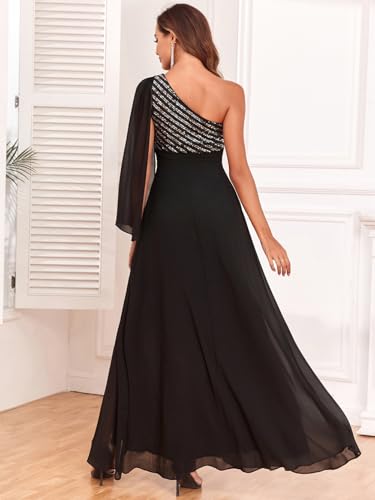 Women's Sparkly Sequin Dress Glitter One Shoulder Split Bridesmaid Cocktail Formal Evening Gowns Ball Dresses3
