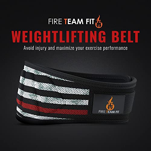 Fire Team Fit Weight Lifting Belt For Men And Women, 6 Inch, Bodybuilding & Fitness Back Support For Cross Training Workout, Squats, Lunges (Medium, Red Line) #TOP1