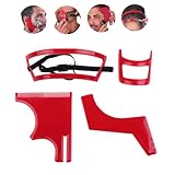 TitiGeeli Goatee shaper kit, 4 Pack Men's Beard Lineup Tool Kit with Goatee Shaper and Straightener (Red)