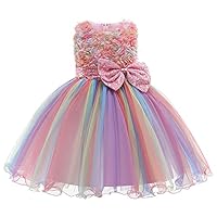 Girls Party Dress Sequin Bow Prom Wedding Flower Girls Dress Tulle Birthday Princess Kids Dress for 2-9 Years