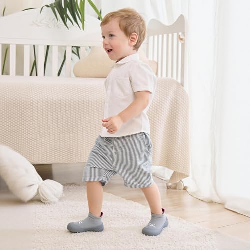 Image of Baby Sock Shoes Baby Walking Shoes Infant Non-Slip Breathable Slippers with Soft Rubber Sole Baby Boys Girls Sneakers