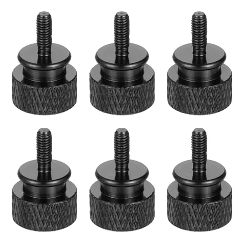 sourcing map 6Pcs M3x8 Aluminum Thumb Screws, 12x18mm(ODxH) Computer Case Thumb Screws for PC Side Panel Motherboard Mounting Screw, Black