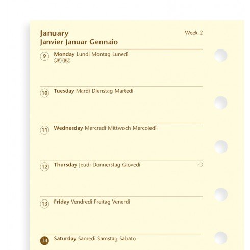 filoFax 68239 Refill for Year 2018 Pocket One Week Per Page Diary in Cotton Cream