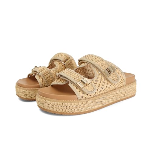 SOVANYOU Platform Sandals for Women Comfortable Summer Beach Sandal Slip on Platform Slides Double Buckle Casual Vacation Shoes
