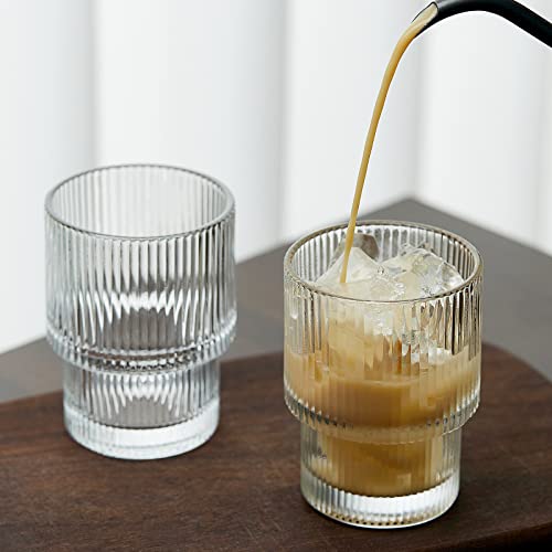 Bedside Water Carafe And Glass Set, Gencywe 28 Oz Pitcher & 6 Oz Cups, Vintage Glass Bedside Water Serving Carafe With Cup Set For Kitchen, Bedroom, Clear Juice Pitcher With Tumbler Glass (2-Piece) #TOP2