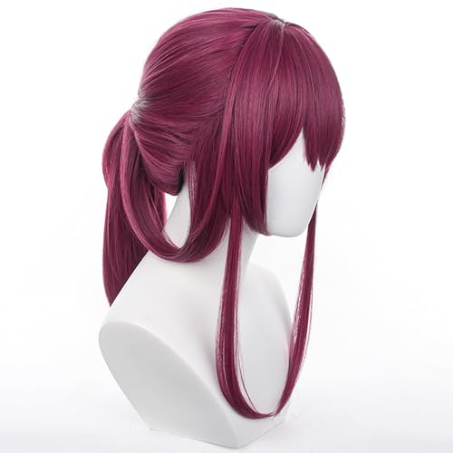 Image of Anime Purple Red Wigs Long Straight Wig with Bangs and Ponytail Adult COS Game Cosplay Wigs Halloween,Christmas,Comic con,Game Show,Party