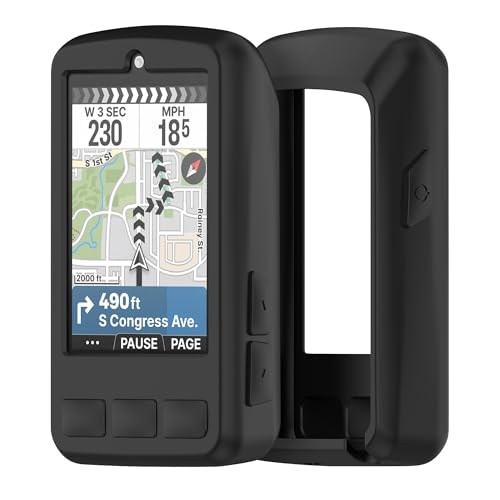 Ermorgen Siliconen hoes compatibel voor Wahoo ELEMNT BOLT V3 / BOLT 3, zachte siliconen hoes, all-inclusive schokbestendige bescherming, zwart