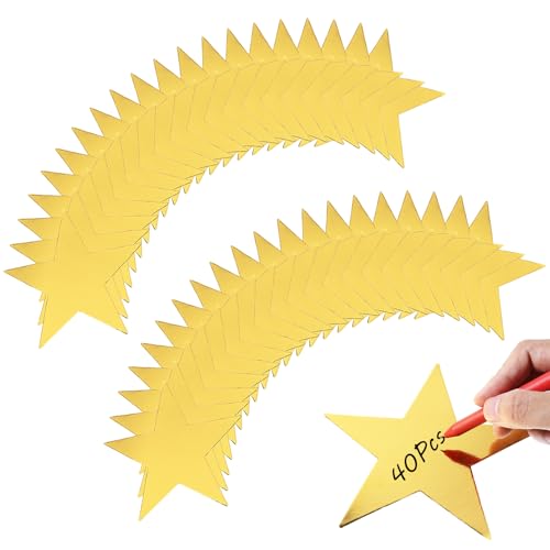 BOHUIZ 40 Pcs Metallic Star Cutouts 6 Inch Double Printed Paper Stars Decoration for Wedding Party Movie Night Party Supplies Bulletin Board Classroom Wall Party Decorations (Gold)
