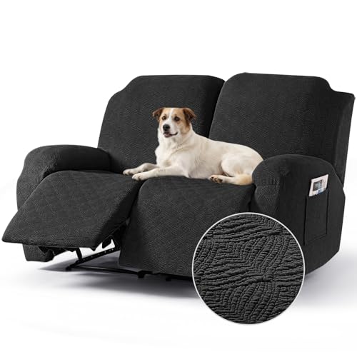 Image of Timeles Extra Wide Recliner Loveseat Covers Oversized Reclining Couch Covers Sofa Slipcovers Stretch Soft Washable (Two-Seater Oversized, Black)