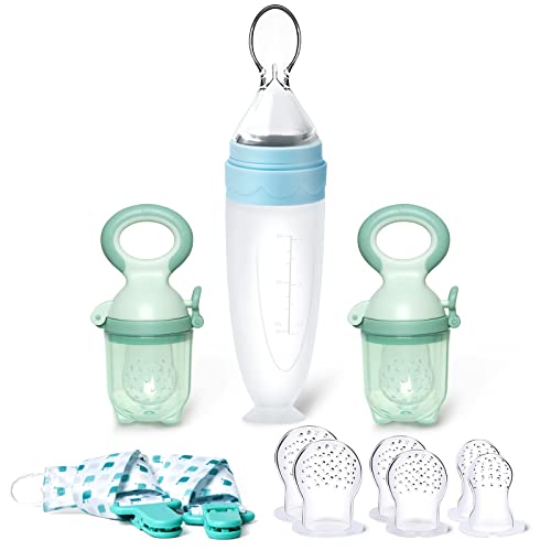 Image of Termichy Baby Fruit Feeder Pacifier: Self Feeding Baby Food Feeder for Teething Relief - Squeeze Baby Food Dispensing Spoon