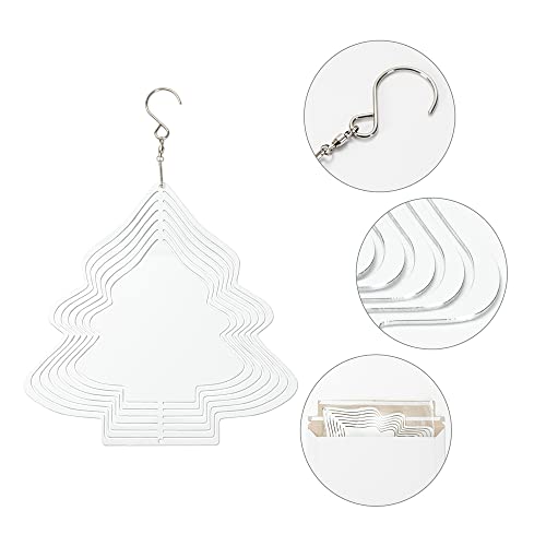 Vesub Sublimation Wind Spinner Chime Blanks 10 Inch Christmas Tree Shaped White,4 Pcs 3D Aluminum Double Sided Metal Wind Spinners Hanging For Cricut Autopress Heat Transfer,For Outdoor Yard Garden #TOP2