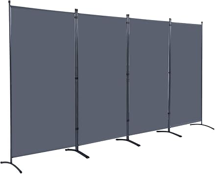 JVVMNJLK Indoor Room Divider, Portable Office Divider, Room Divider Wall Screen 4 Panel, Folding Partition Privacy Screen Walls Dividers for Room Separator 136" W x 71.3" H Grey, 34"- 4 Panel