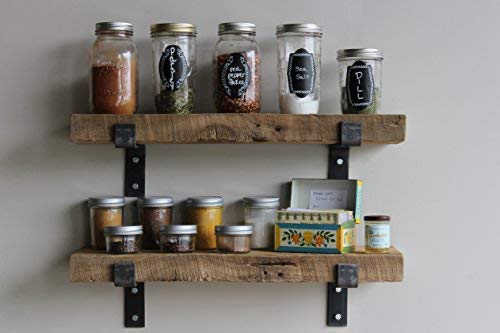 Urban Legacy Accent Shelves | Reclaimed Barn Plank | Set of 2 with Full Brackets (Natural 24