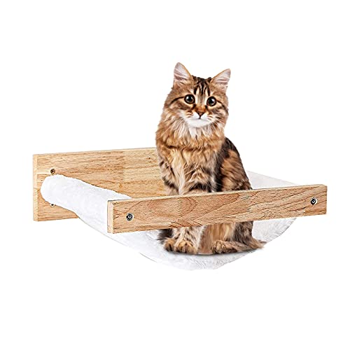Cat Hammock Wall Mounted Large Cats Shelf - Modern Beds and Perches - Premium Kitty Furniture for Sleeping, Playing, Climbing, and Lounging - Easily Holds up to 40 lbs, White Flannel (White Flannel)